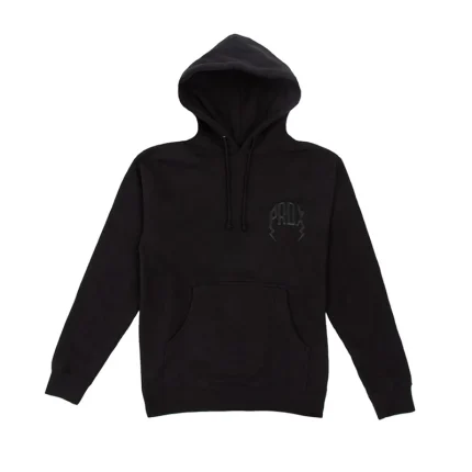 3D Puff Lightning Arc Logo Black Hoodie