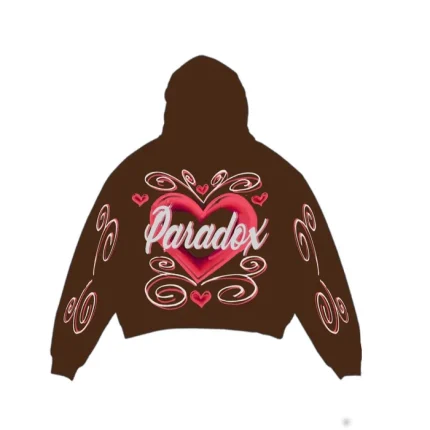 Airbrushed Hearts Lightning Arc Logo Pull-Over Brown Hoodie