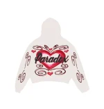 Airbrushed Hearts Lightning Arc Logo Pull-Over Cream Hoodie