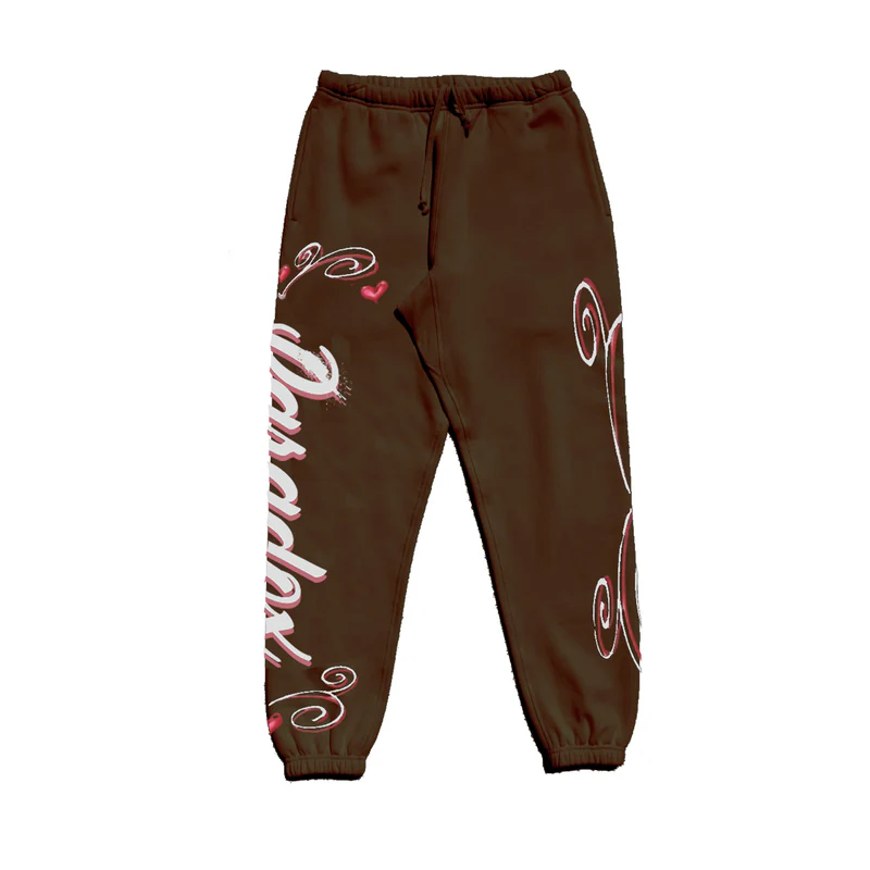 Airbrushed Hearts Brown Sweatpants