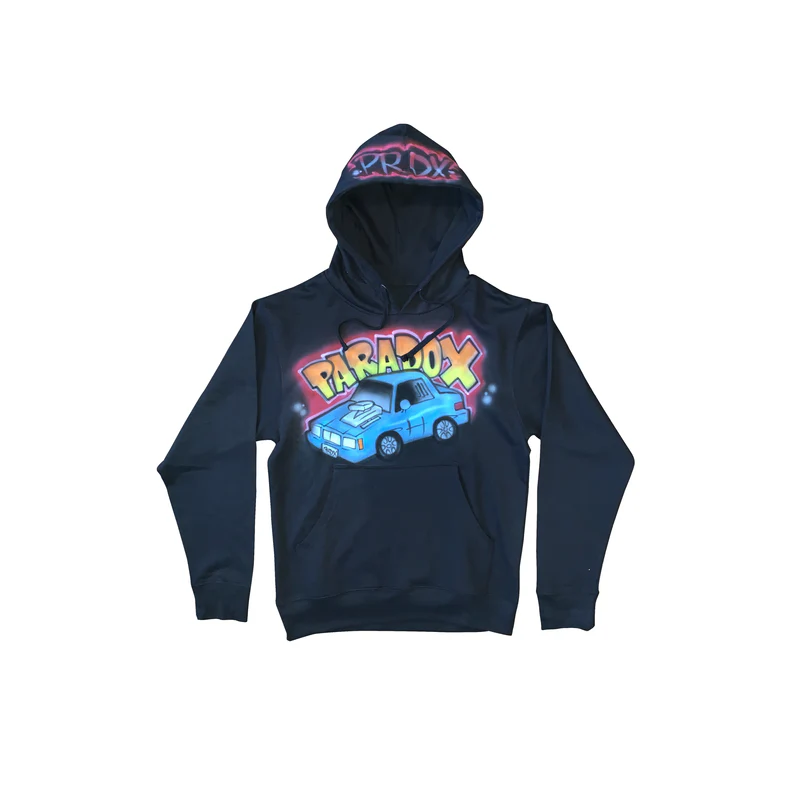 Airbrushed Vintage Car Pullover Hoodie Navy Airbrushed Vintage Car Pullover Navy Hoodie