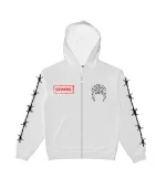 Beware Barbwire Halloween Exclusive Zip-Up White Hoodie