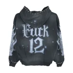 FXCK 12 Airbrushed Zip-Up Black Hoodie