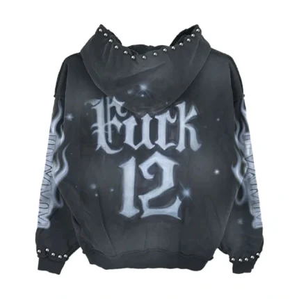 FXCK 12 Airbrushed Zip-Up Black Hoodie