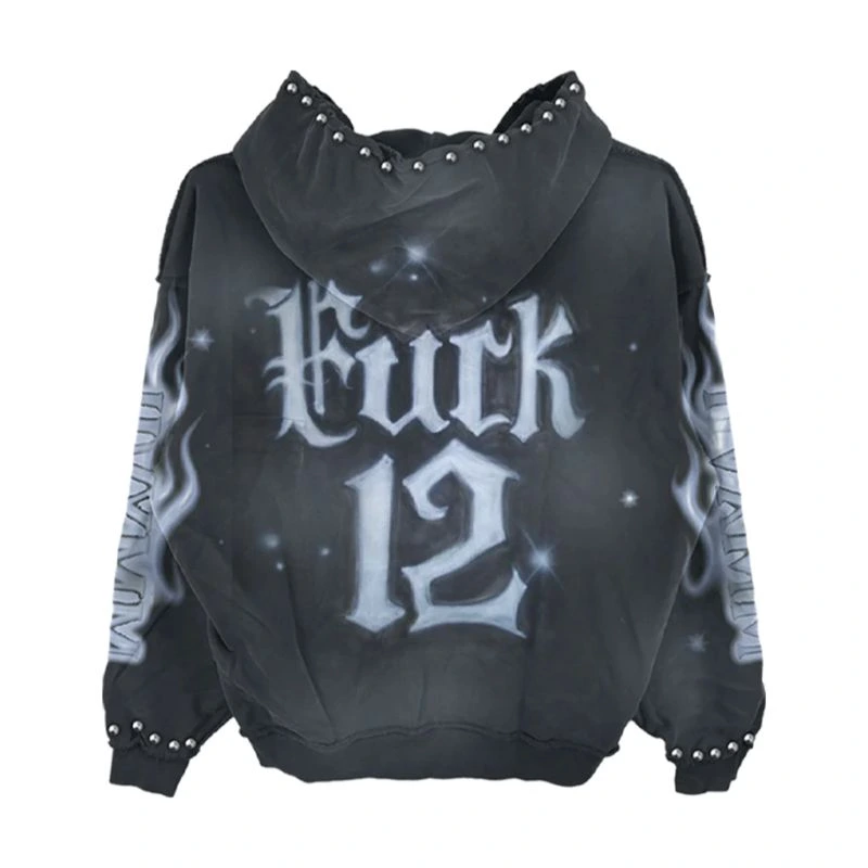 FXCK 12 Airbrushed Zip-Up Black Hoodie