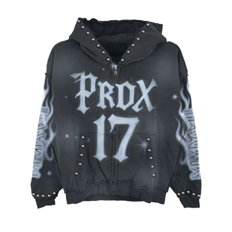 FXCK 12 Airbrushed Zip-Up Black Hoodie