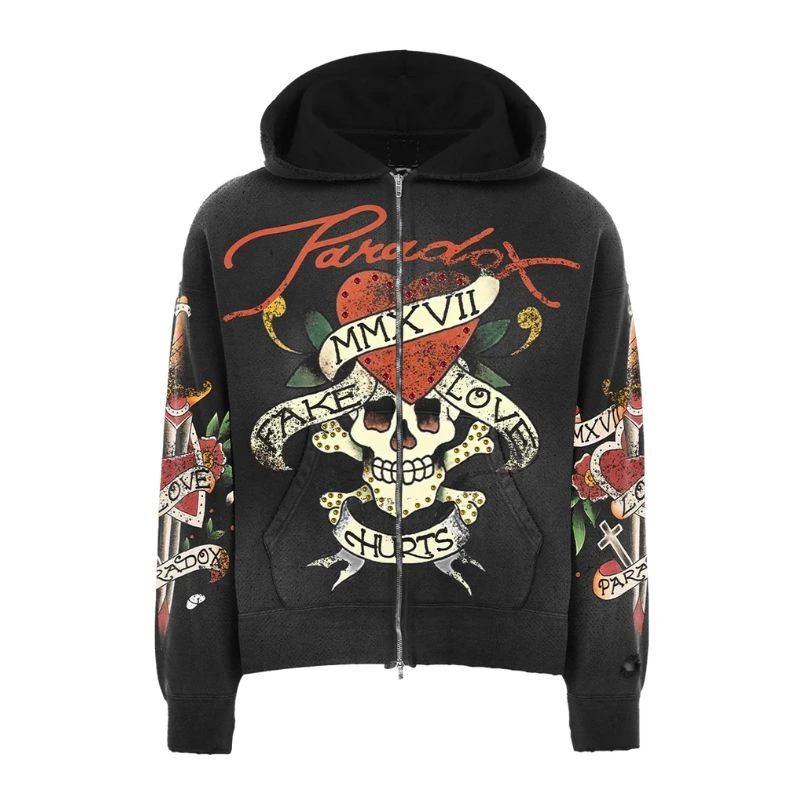 Fake Love Hurts Zip-Up Black Hoodie