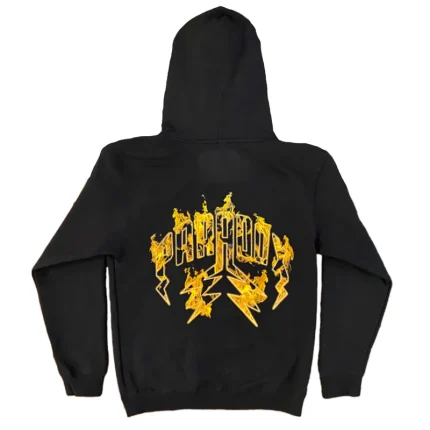 Fire Lightning Arc Logo Pull-Over Black Hoodie