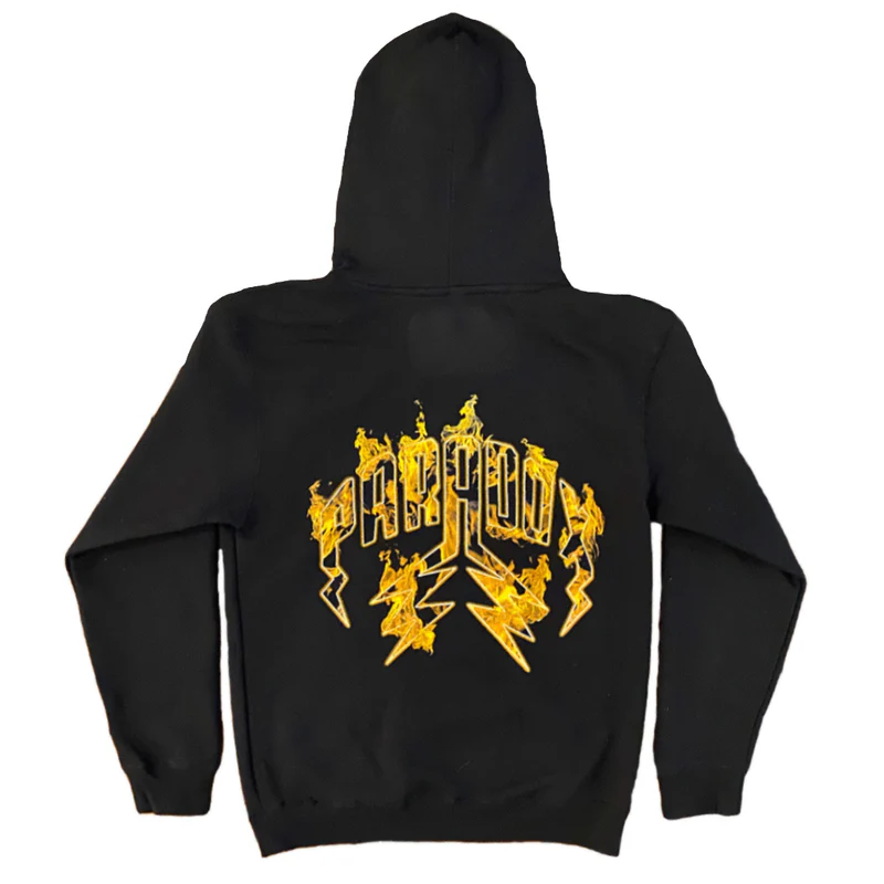 Fire Lightning Arc Logo Pull-Over Hoodie Black Fire Lightning Arc Logo Pull-Over Black Hoodie