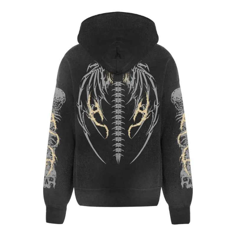 Graveyard Zip-Up Black Hoodie