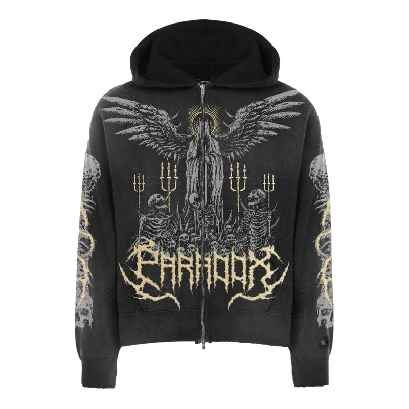 Graveyard Zip-Up Black Hoodie