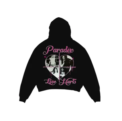 Love Hearts Lightning Arc Logo Pull-Over Black Hoodie