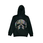 Marble Oil Lightning Arc Logo Hoodie Black
