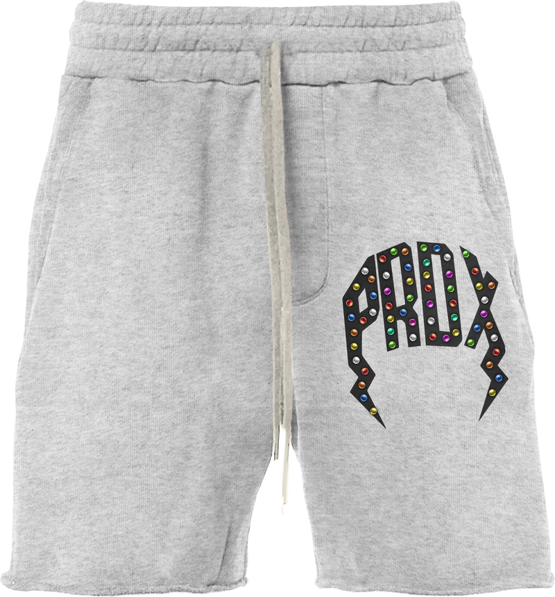 Multi-colored Gem Distressed Shorts Grey Multi-colored Gem Distressed Grey Shorts