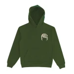 Neutral Tone Lightning Arc Logo Pull-Over Olive Hoodie