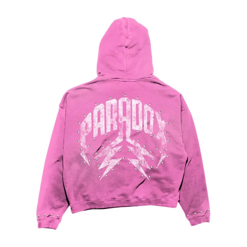 Paradox Arabic Zip-Up Hoodie Pink & White
