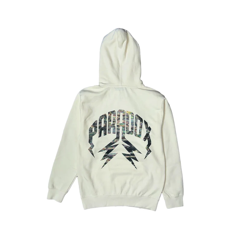 Rainbow Oil Lightning Arc Logo Hoodie Cream Rainbow Oil Lightning Arc Logo Hoodie Cream