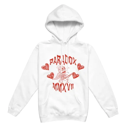 Skeleton Cupid Lightning Arc Logo White Hoodie