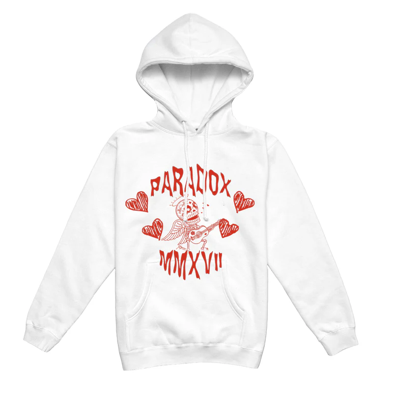 Skeleton Cupid Lightning Arc Logo Hoodie White Skeleton Cupid Lightning Arc Logo White Hoodie
