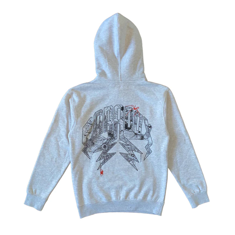 Spider Lightning Arc Logo Grey Hoodie Spider Lightning Arc Logo Pull-Over Grey Hoodie