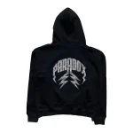 Swarovski Rhinestone Lightning Arc Logo Pull-Over Black Hoodie