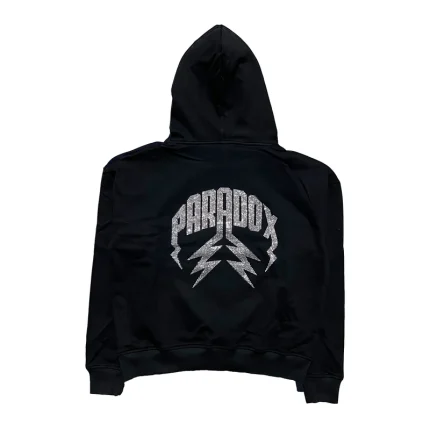 Swarovski Rhinestone Lightning Arc Logo Pull-Over Black Hoodie