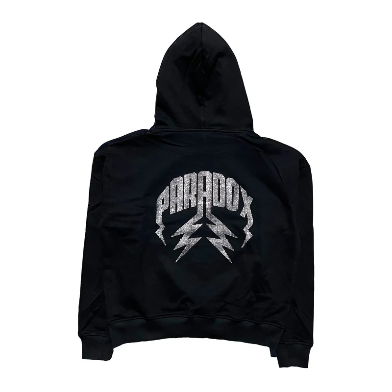 Swarovski Rhinestone Lightning Arc Logo Pull-Over Hoodie Black Swarovski Rhinestone Lightning Arc Logo Pull-Over Black Hoodie