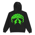 Twill Lightning Arc Logo Pull-Over Black & Green Hoodie