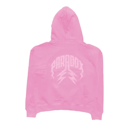 V-DAY Exclusive Swarovski Rhinestone Lightning Arc Logo Pull-Over Pink Hoodie