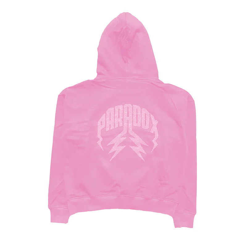 V-DAY Exclusive Swarovski Rhinestone Lightning Arc Logo Pull-Over Hoodie V-DAY Exclusive Swarovski Rhinestone Lightning Arc Logo Pull-Over Pink Hoodie