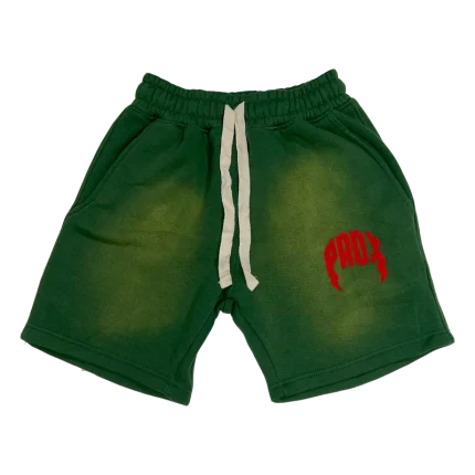 PRDX Lightning Arc Logo Dark Green & Red Shorts